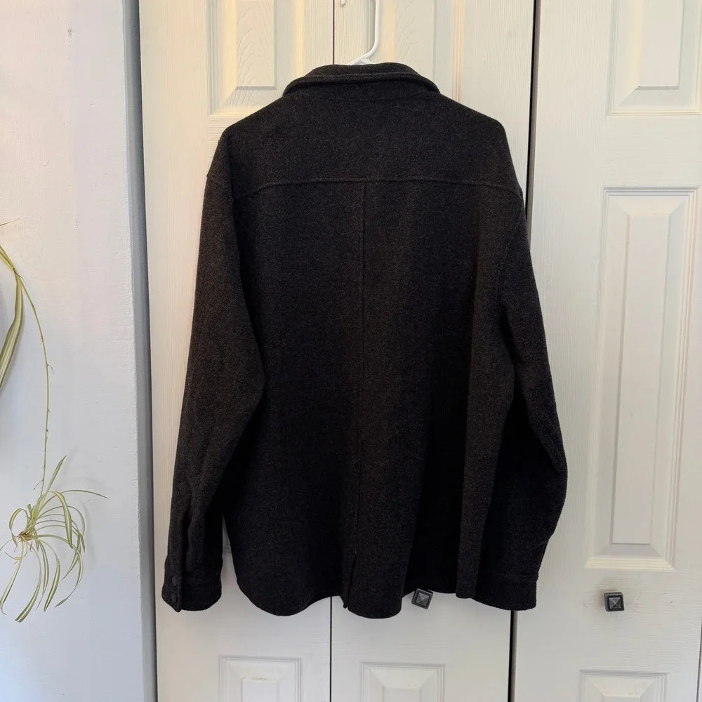 Woolx Wilder Shirt Jac Mens XL‎ Charcoal Grey Merino Wool Blend Overshirt Jacket